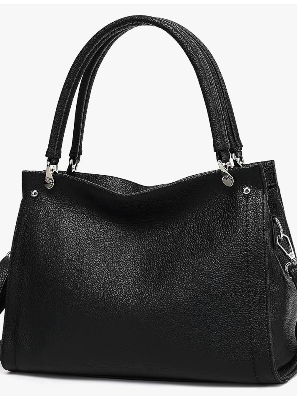 Black Faux Leather Tote Shoulder Crossbody Bag 6 Pockets NWT